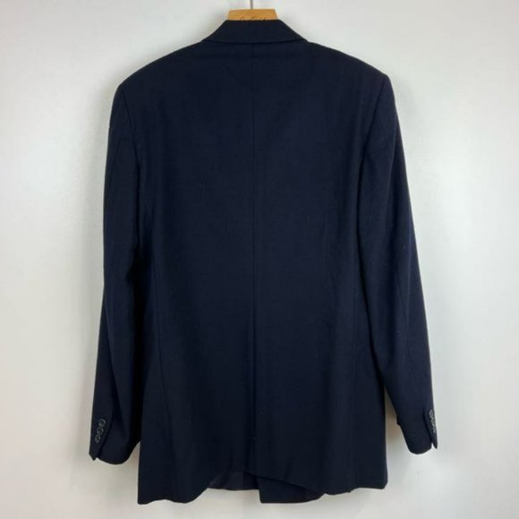 Vintage Andrea Silardi Wool Cashmere Navy Dark Blue Blazer Jacket Pockets M / L - Picture 4 of 16
